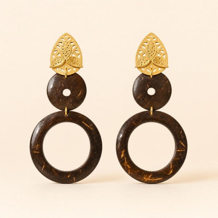 Aretes de coco, disco y aro