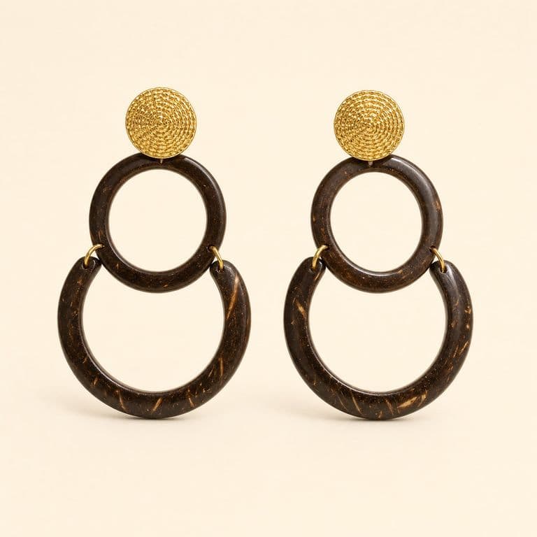 Aretes de coco, doble aro