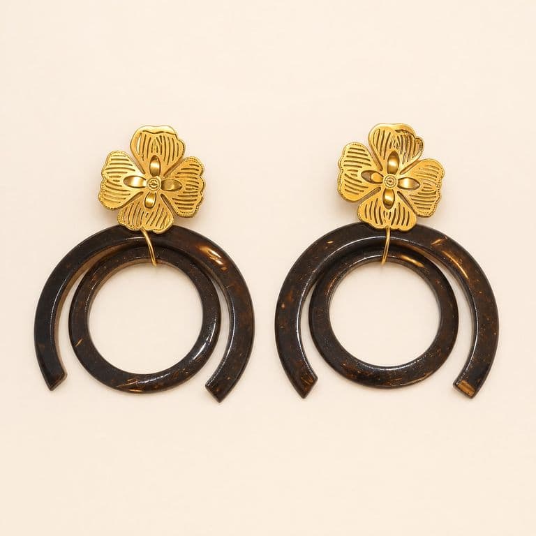 Aretes de coco, media luna