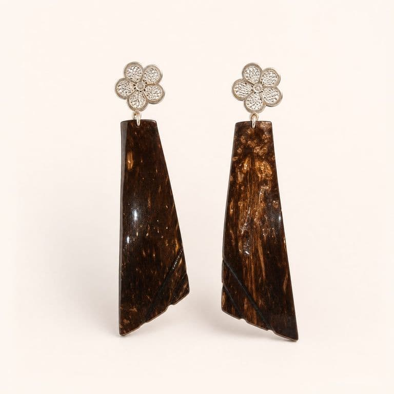 Aretes de coco y filigrana