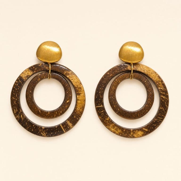 Aretes de coco, aro veteado