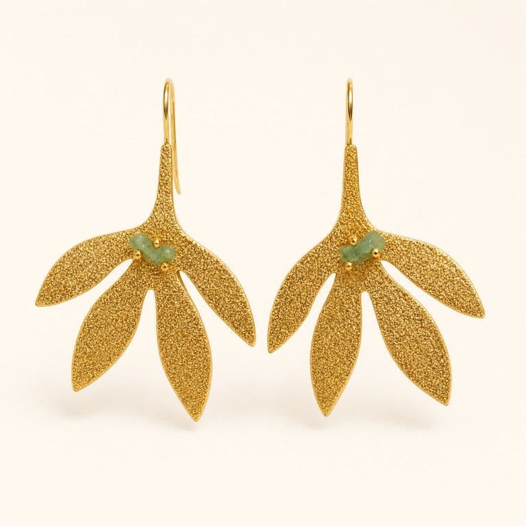 Aretes Helecho en dorado