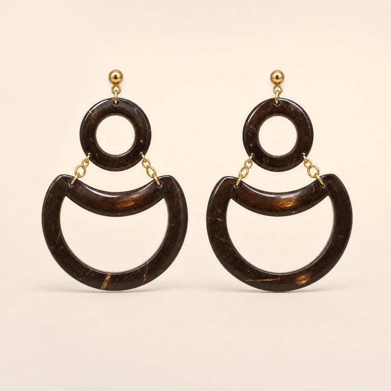 Aretes de coco, medio círculo