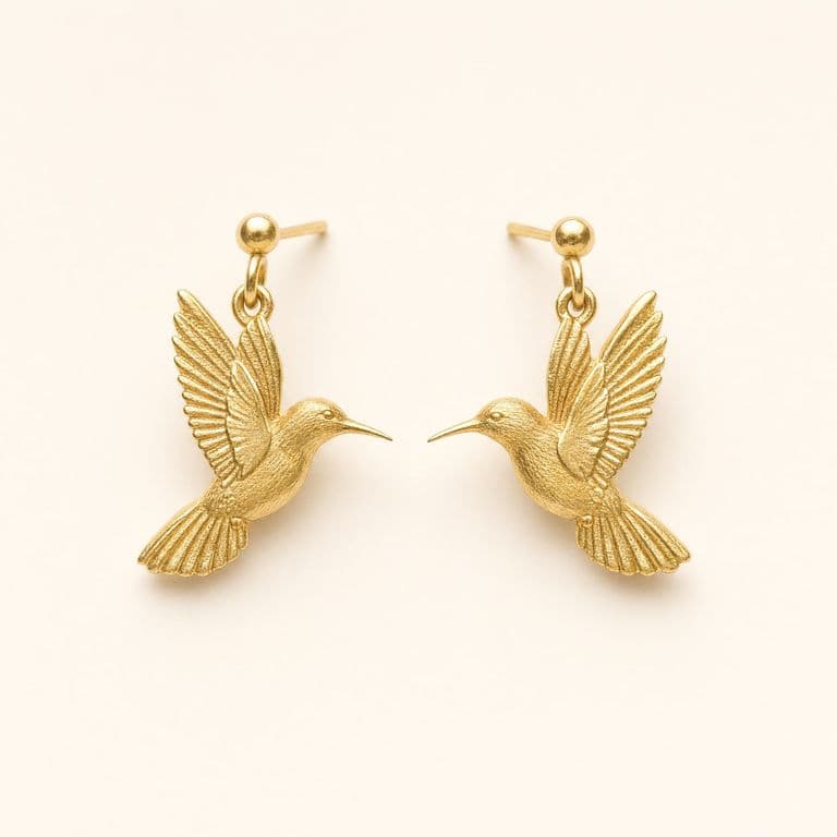 Aretes Colibrí en dorado