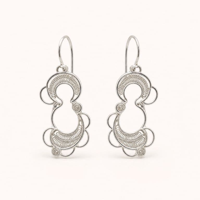 Aretes Reina en filigrana, espiral
