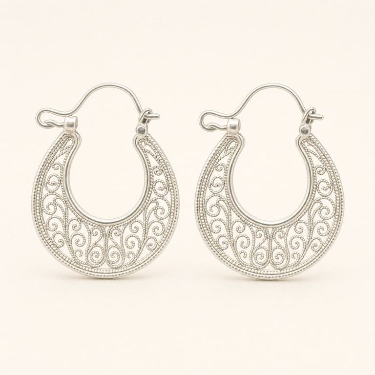 Aretes Reina en aro de filigrana