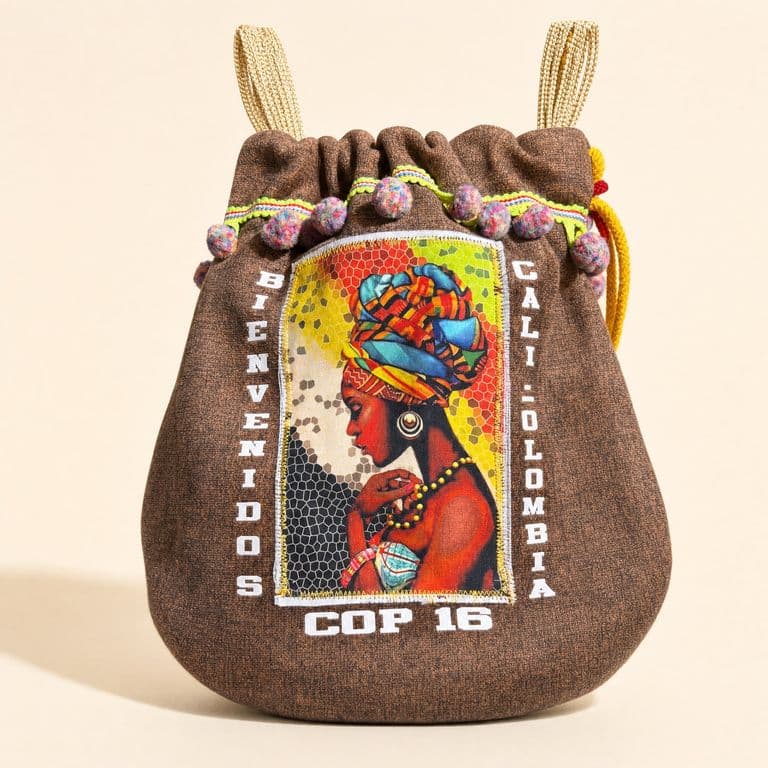 Bolso talega con estampa de mujer afro