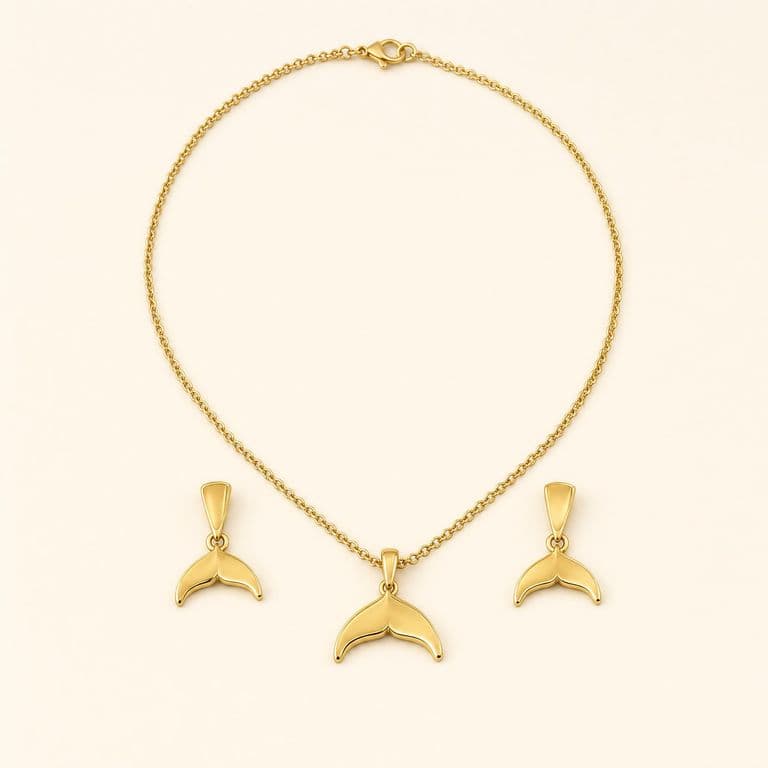 Set cadena y aretes Cola de Ballena