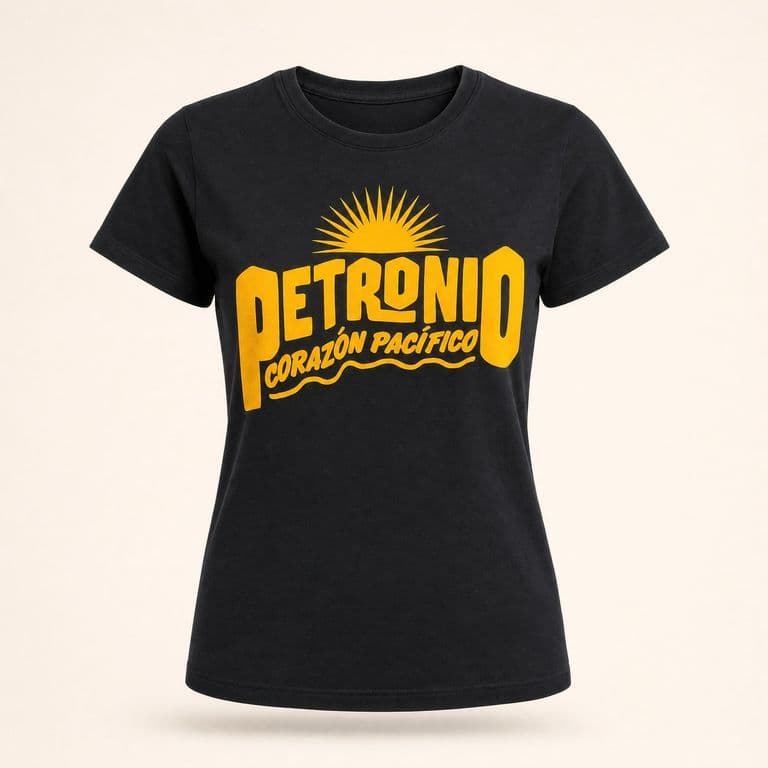 Camiseta negra "Petronio Corazón Pacífico"