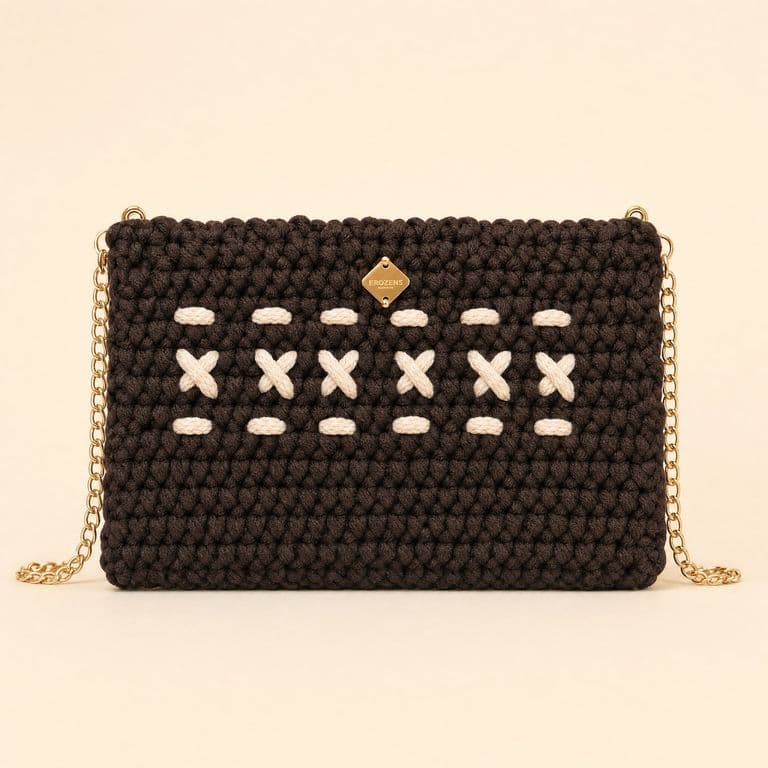 Cartera tejida en crochet con cadena