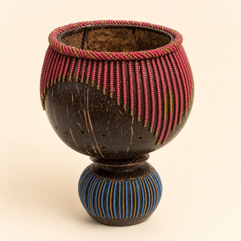 Copa de coco con chaquira