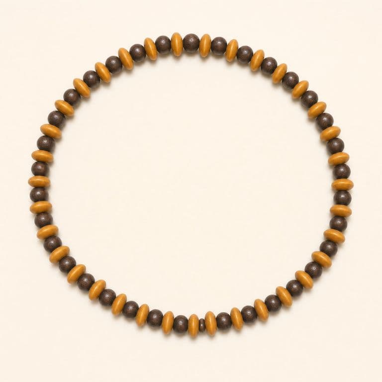 Collar de cuentas en madera y ámbar