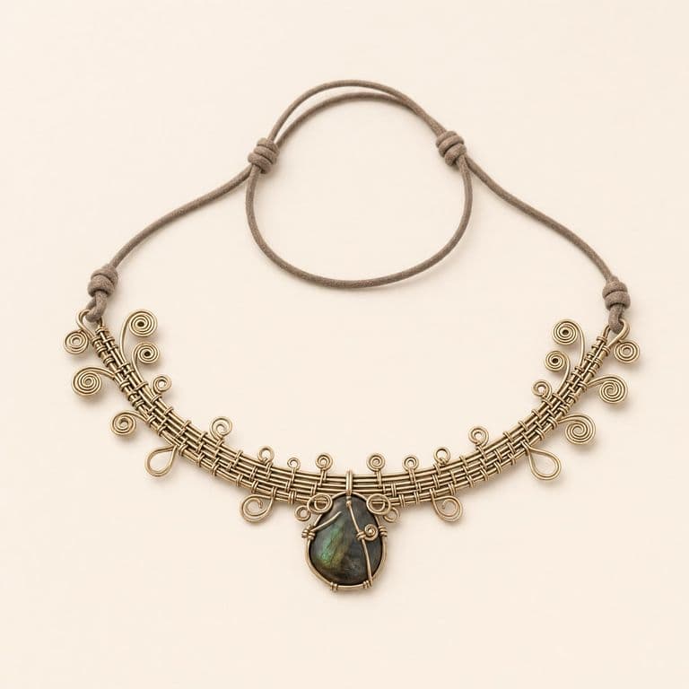 Collar de espirales en fibra natural