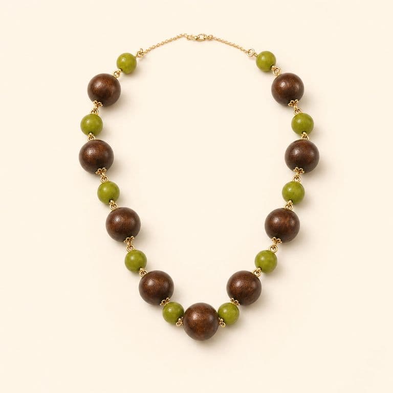 Collar de bolas en madera