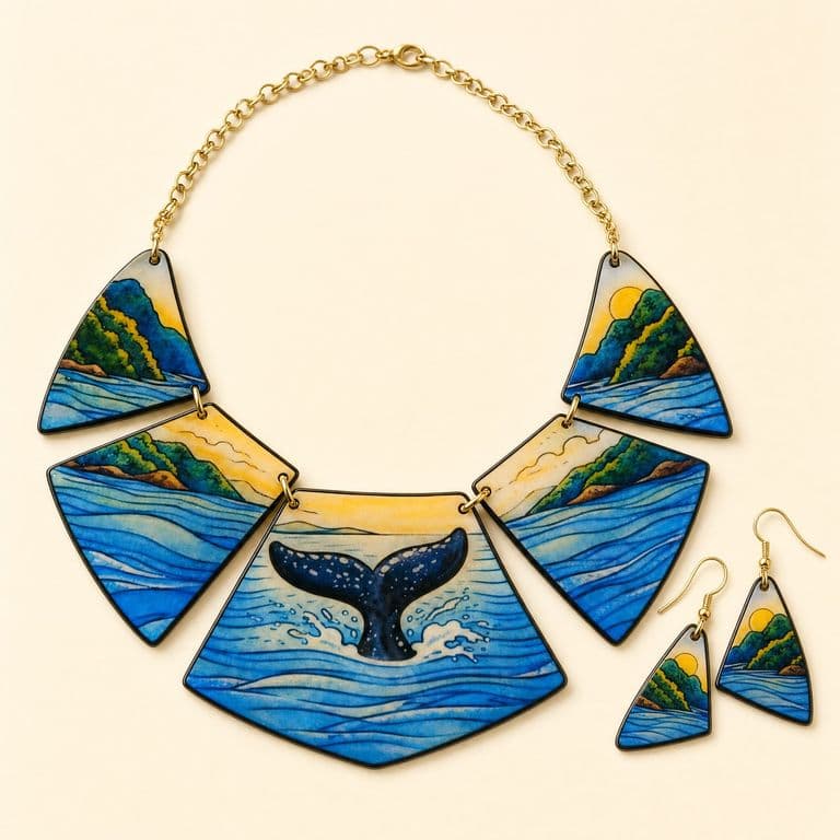 Set Mar y Cola de Ballena pintado a mano